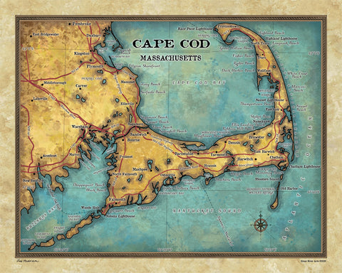 Cape Cod, Cape Cod Decor, Cape Cod Wall Art, Cape Cod Gift, Cape Cod Print, Large Vintage Map, Cape Cod Map, Cape Cod Art, Large Wall Art Poster