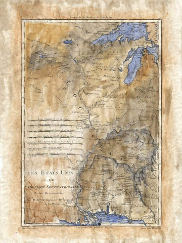 69 Mississippi River Les Etats Unis 1781 16x20" Fvintage historic antique map poster print by Lisa Middleton