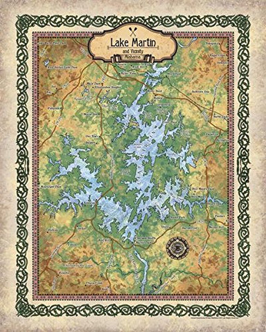 Lake Martin Map, Lake Martin AL gift, Lake Map Print, Alabama Map, Alabama, Lake gift, Custom Map Gift, Lake House Decor, Lake House Gift