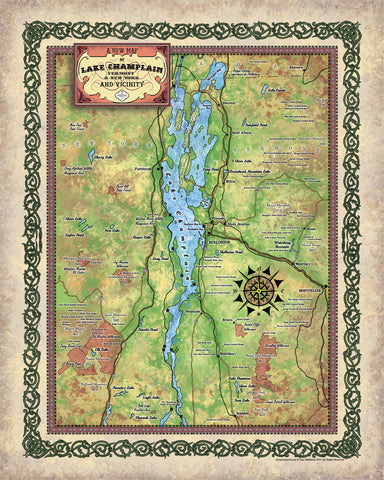 Lake Champlain, Lake Art, Lake House, Lake House Decor, New York Gifts, Rustic Recor, Cabin Decor, Custom Lake Maps, Fishing, Huge Maps, Map