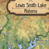 Lewis Smith Lake Alabama Map Art Print Poster Vintage Style Wall Decor For Home Dorm Office Classroom & Best Gift-Unframed