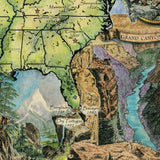 National Park Service Centenial Map 11x14" UV resistant map print designed and painted by Lisa Middleton