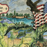 National Park Service Centenial Map 11x14" UV resistant map print designed and painted by Lisa Middleton