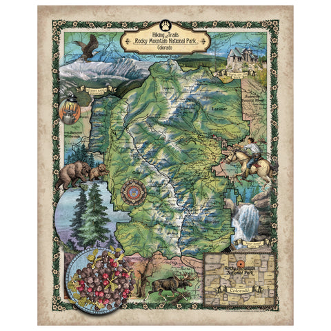 ROCKY MOUNTAIN NATIONAL park map, rocky mountain national park poster, rocky mountains, national park poster, national park map, rockies map