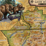 Great River Arts Glacier Hiking Digitally Painted Historic Map Reproduction Artwork Wall Art Print Vintage
