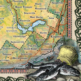 Great River Arts Catskill Mountains Historic Map Reproduction Artwork Wall Art Print Vintage