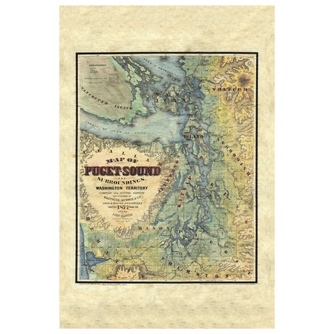Great River Arts Puget Sound Historic Map Reproduction Artwork Wall Art Print Vintage