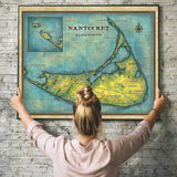 Nantucket Massachusetts Vintage Map Art Poster Print Vintage Style Inspirational Wall Art Poster For Home Decor Office Bedroom Canvas Classroom Decor & Great Travel Gift