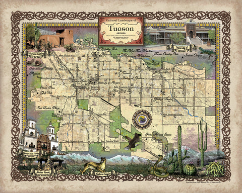 Tucson, TUCSON MAP, tucson poster, tucson gift, southwestern decor, Arizona gifts, arizona maps, southwest decor, santa fe decor, desert art