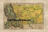 Montana map, Railroads Vintage map, Vintage map art, Montana gifts, historical gifts, history teacher gifts, teacher gifts, western decor