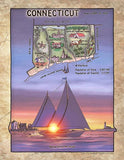 234 Illustrated map of Connecticut, c. 1950s vintage historic antique map painting poster print by Lisa Middleton