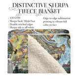 Savannah and Tybee Georgia Map Sherpa Fleece Blanket Double Stitched Edges Cozy Luxury Fluffy Super Soft 430 GSM Polyester Throw Blanket