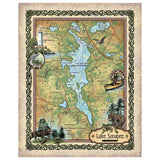 Lake Sunapee New Hampshire Historic Map Art Print Poster Artwork Vintage Style Abstract Wall-Unframed Great Home Decor & Gift