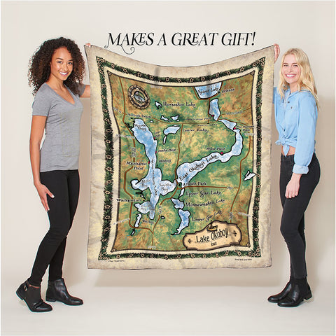 Lake Okoboji Iowa Map Art Sherpa Fleece Blanket Double Stitched Edges Cozy Luxury Fluffy Super Soft 430 GSM Polyester Throw Blanket
