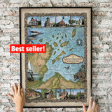 Great lakes art, Apostle Islands, apostle islands map, vintage wall art, great lakes map, great lakes, lake superior art, lake superior map