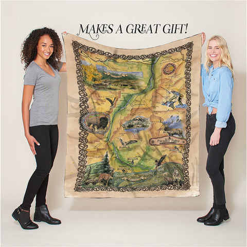 Paradise Valley Montana Old Montana Map Art Blanket Double Stitched Edges Cozy Luxury Fluffy Super Soft Throw Blanket