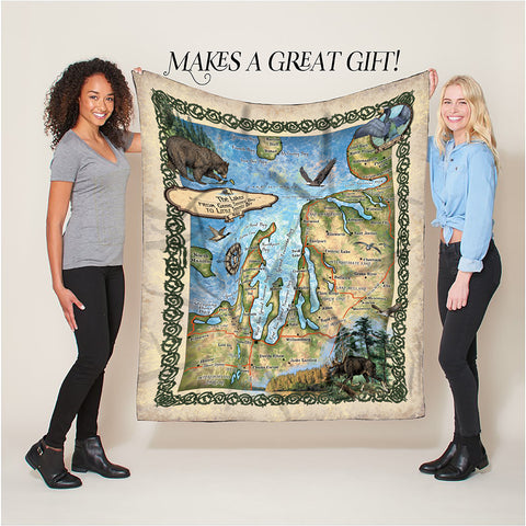 Petoski Lakes Traverse City Sherpa Fleece Blanket Double Stitched Edges Cozy Luxury Fluffy Super Soft 430 GSM Polyester Throw Blanket