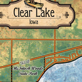 Clear Lake Iowa, lake art, lake map, Iowa gift, clear lake map, poster, print, vintage style wall art, map gift, travel gift, rustic decor