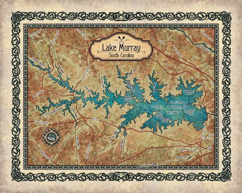 Lake Murray, lake Murray print, lake murray map, lake murray SC, lake Murray sc, lake art, lake house, lake house decor, lake life, lake