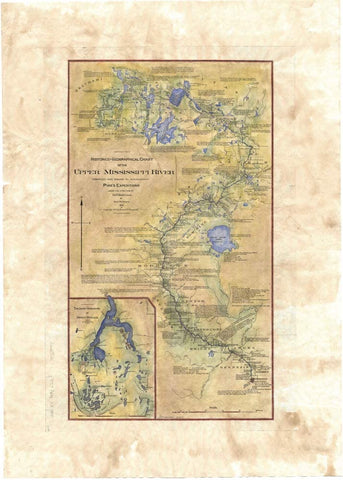 105 Mississippi River Pike's map of the Upper Mississippi River 11x14" vintage historic antique map poster print by Lisa Middleton
