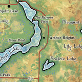 Great River Arts Spirit Lake and Lake Ookoboji Historic Map Reproduction Artwork Wall Art Print Vintage