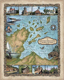 Great lakes art, Apostle Islands, apostle islands map, vintage wall art, great lakes map, great lakes, lake superior art, lake superior map