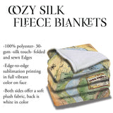 Lake Pend Oreille Idaho Historic Map Art Blanket Throw Polar/ Silky/ Sherpa Fleece Vintage Blanket For Bed Sofa Chair Dorm Gift & Traveling