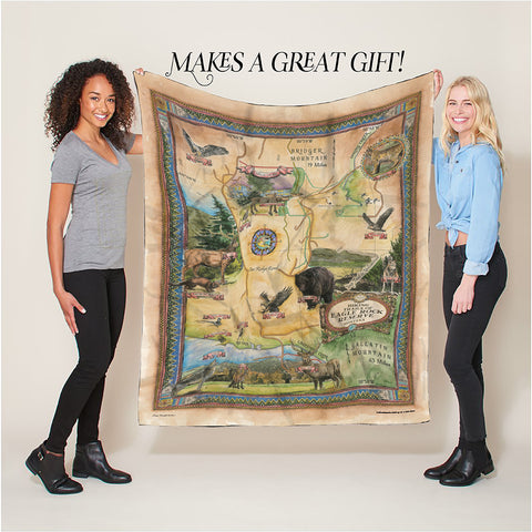 Hiking Trails of Eagle Rock Montana Bozeman Map Blanket Double Stitched Edges Luxury Fluffy Super Soft 430 GSM Polyester Throw Blanket