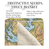 Jocassee Lake South Carolina Antique Map Art Blanket Throw Soft Polar/ Silky/ Sherpa Fleece Warm Blanket For Bed Sofa Chair Gift & Travel