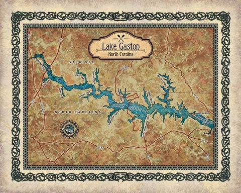 Lake Gaston, lake gaston map, lake gaston NC, lake gaston wall art, lake gaston art, lake gaston map art, lake life, lake house, lake house