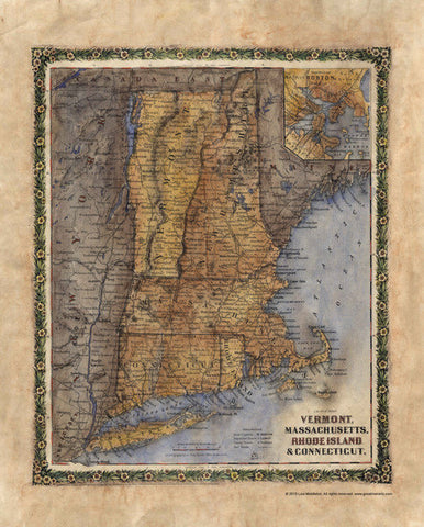 Vermont map, Massachusetts map, Rhode Island map, Connecticut map, map of new england, new england map, map of vermont, map of rhode island